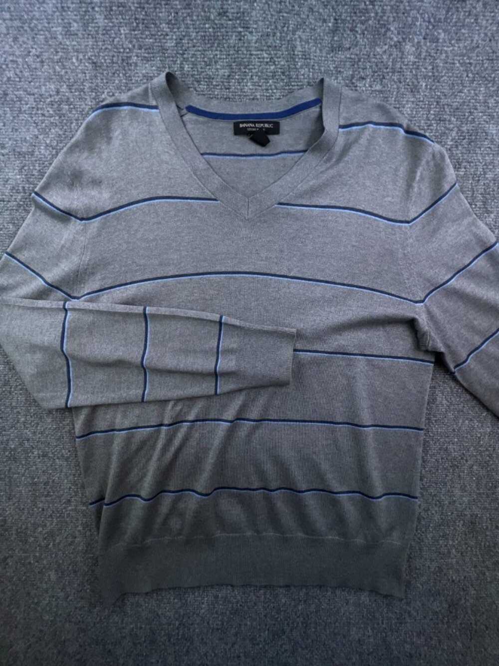 Banana Republic Sweater Adult Silk Cotton Cashmere Large Striped Blue Gray
